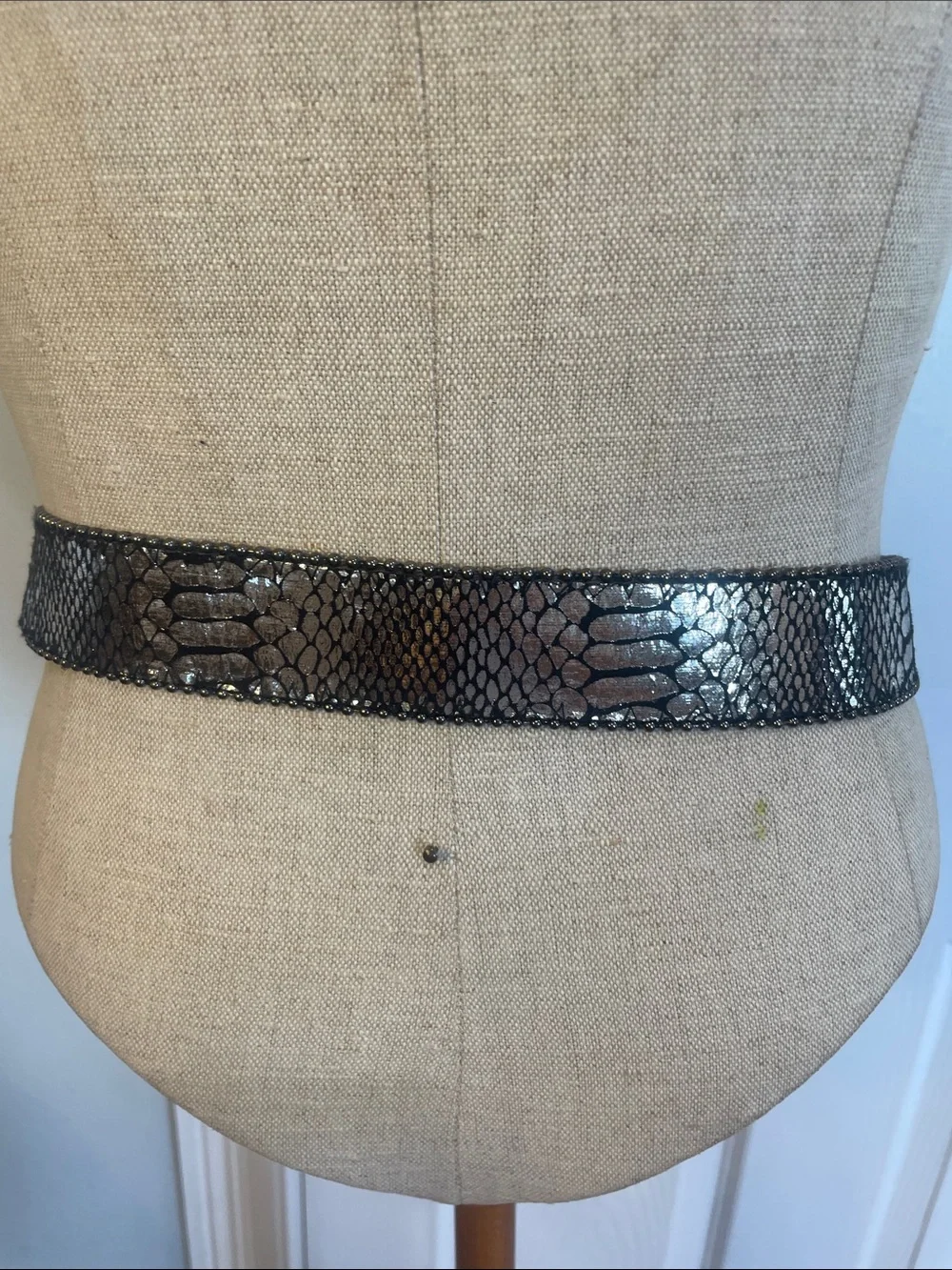 Statement wide Belt Western embellished bling rhinestones silver black women’s M